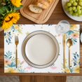 thumbnail image 4 of Pink Blue Floral Placemats Set of 12, Farmhouse Antlers Flowers Abstract Art Placemats for Dining Table, Place Mats for Kitchen Tabletop, Waterproof Wipeable Dining Table Mats Set, 4 of 9