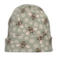 thumbnail image 7 of Xecao Bees And Chamomile Print Beanie Knitted Hat for Men Women, Winter Fashion Knit Cuffed Caps Unisex, 7 of 7