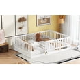 thumbnail image 6 of Full Size Floor Bed with Slats and Fence and Door, Wood Floor Bed, White, 6 of 9