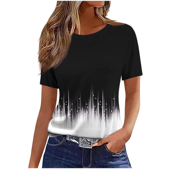 cocolona Womens Summer Tops 2026 Crew Neck Short Sleeve Cute Print T-shirts Dressy Casual Blouses S-2XL
