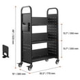 thumbnail image 5 of VEVOR Rolling Library Book Cart, 330 lbs Capacity, 30.3 x 15 x 48.0-Inch Library Cart, Single Sided L-Shaped Shelves with 3-Inch Lockable Wheels, Book Truck for Home Shelves Office and School, Black, 5 of 9