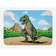 thumbnail image 1 of Dinosaur Bath Mat, Giant Lizard T-Rex on Active Volcano Untouched Jungle Backdrop, Non-Slip Plush Mat Bathroom Kitchen Laundry Room Decor, 29.5 X 17.5 Inches, Green Pale Brown Pale Blue, Ambesonne, 1 of 2