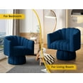 thumbnail image 4 of SEYNAR 360 Degree Swivel Velvet  Accent Chair,Upholstered Round Barrel Glam Armchairs with Wide Upholstered, Vanity Chair for Living Room(Navy), 4 of 6