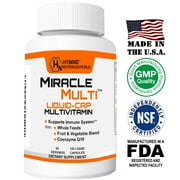 MiracleMulti Liquid Multivitamin & Mineral Softgel Capsules for Men & Women - Whole Food Blend Daily Vitamin with CoQ10, B12, Enzyme Blend - 2 Pack - 120 Servings