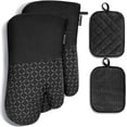 thumbnail image 1 of Oven Gloves Heat-Resistant 300 ° C Potholders & Oven Gloves Set of 4 Oven Gloves Dutch Oven Mitts Oven Gloves Oven Gloves Baking Gloves Cooking Gloves (Black Set), 1 of 4