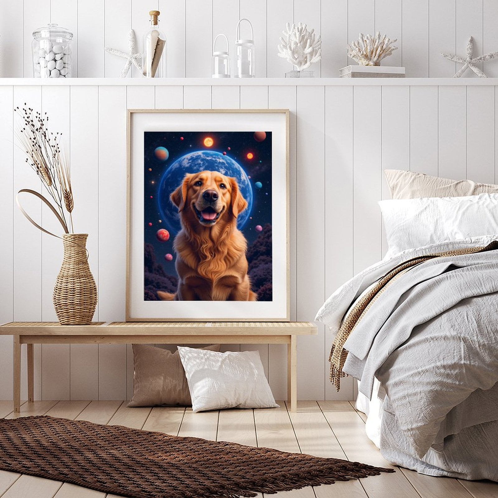 Diamond Art Kit for Adults, Dog Space Adventure Planets Stars Diamond Painting for Adults Beginners, DIY Diamond Art Painting Kits, 5D Diamond Painting Crafts for Home Decor 12x16 Frameless