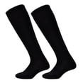 thumbnail image 1 of Wosthever Calcetines largos lisos para niños, medias finas de fútbol de algodón y poliéster que absorben el sudor por encima de la rodilla, Uniforme atlético negro, 1 of 6