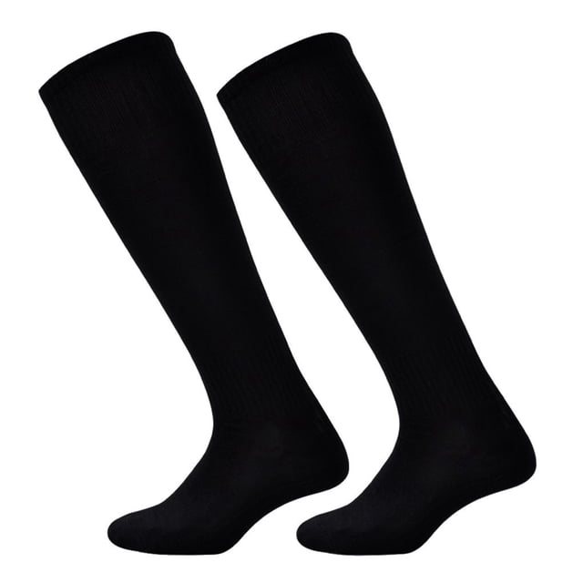 Wosthever Calcetines largos lisos para niños, medias finas de fútbol de algodón y poliéster que absorben el sudor por encima de la rodilla, Uniforme atlético negro