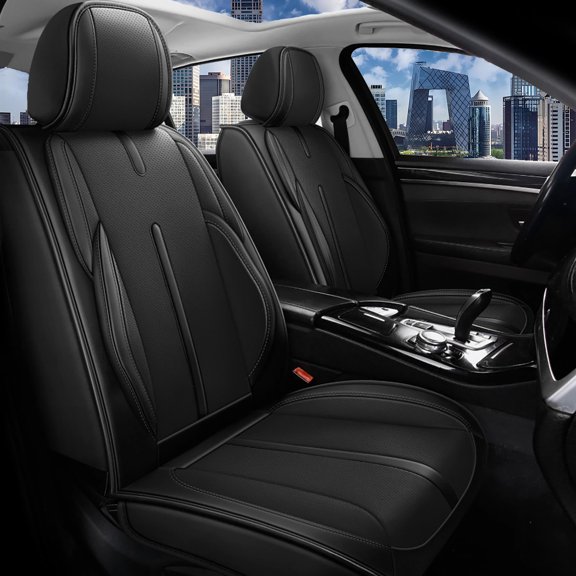 Car Seat Covers Fit for Kia Optima 2002-2020 Full Coverage Breathable Nappa Leather Anti Slip Durable Easy to Clean Luxury Seat Covers(Black Full Set)
