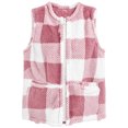 thumbnail image 4 of WAGUTH Women's Buffalo Plaid Fleece Vest Sleeveless Zip Up Soft Lightweight Jacket with Pockets Fall Winter Casual Outwear Vest,XXL, 4 of 6
