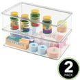 thumbnail image 2 of mDesign Long Plastic Bathroom Vanity Storage Organizer Box, Hinged Lid, 2 Pack, Clear, 2 of 9