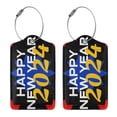 thumbnail image 3 of Disketp 4 Pcs Luggage Tag For Suitcase,Happy New Year 2024 Leather Baggage Tag With Stainless Steel Loop Privacy Cover For Women Men Girls, 3 of 5