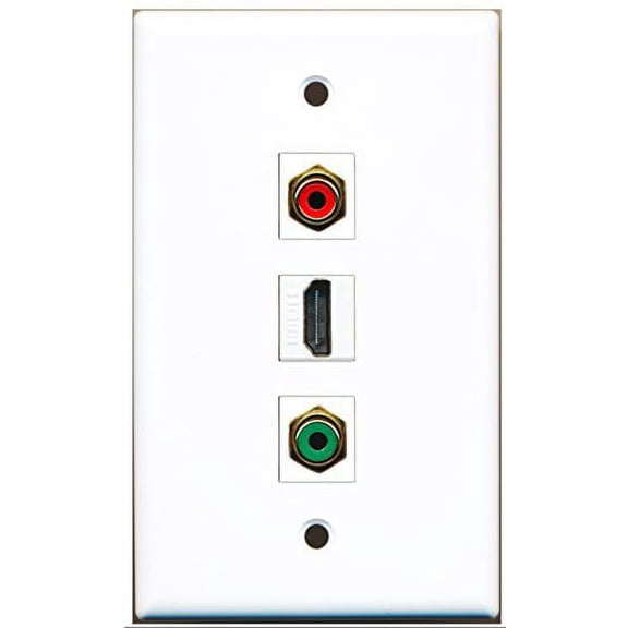 RiteAV - 1 Port HDMI and 1 Port RCA Red and 1 Port RCA Green Wall Plate