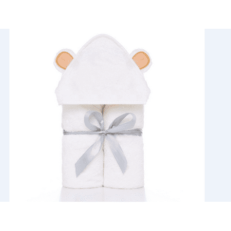 Puloru Infant Bath Towel, Ultra-Soft Thicken Cotton Baby Hooded Washcloth with Cute Bear Ears for Kids, 0-5 Years