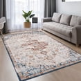 thumbnail image 3 of Area Rug 2x3 Vintage Persian Rug Machine Washable Indoor Door Mat Vintage Distressed Floral Print Entryway Mat Non Slip Carpet Mat Small Throw Rug for Kitchen Bedroom Living Room, Red/Beige, 3 of 9
