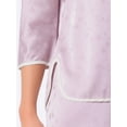 thumbnail image 5 of DARING DIVA Women's Floral Silky Long Sleeve Round Neck Pajamas Set S Purple, 5 of 6