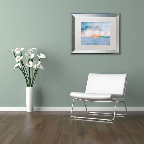 Trademark Fine Art "Sunset" Canvas Art by Lisa Powell Braun, White Matte, Silver Frame