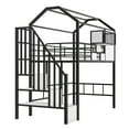 thumbnail image 6 of Twin Loft Bed with Stairs, Metal House Loft Bed with Storage Box, Heavy Duty Low Loft Bed Twin Size Frame-Black, 6 of 9