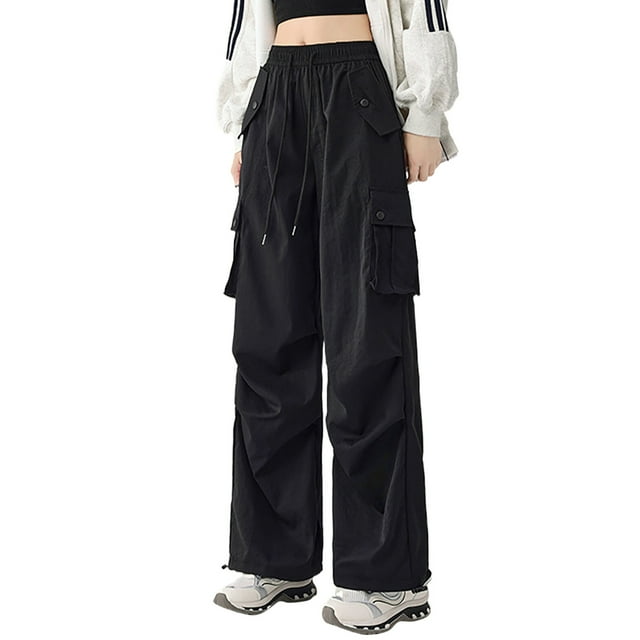 TINZ Women's Casual Pants Loose Straight Leg Comfortable Everyday Wear Drawstring Pocket Trousers For All Seasons With Pure Color Design Womens Workout Pants Pant Romper for Women Casual