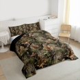 thumbnail image 3 of jejeloiu Rustic Fall Leaves Full Size Comforter Sets,Brown Green Bedding Sets For Men Women Reversible 3 Pieces, 3 of 8
