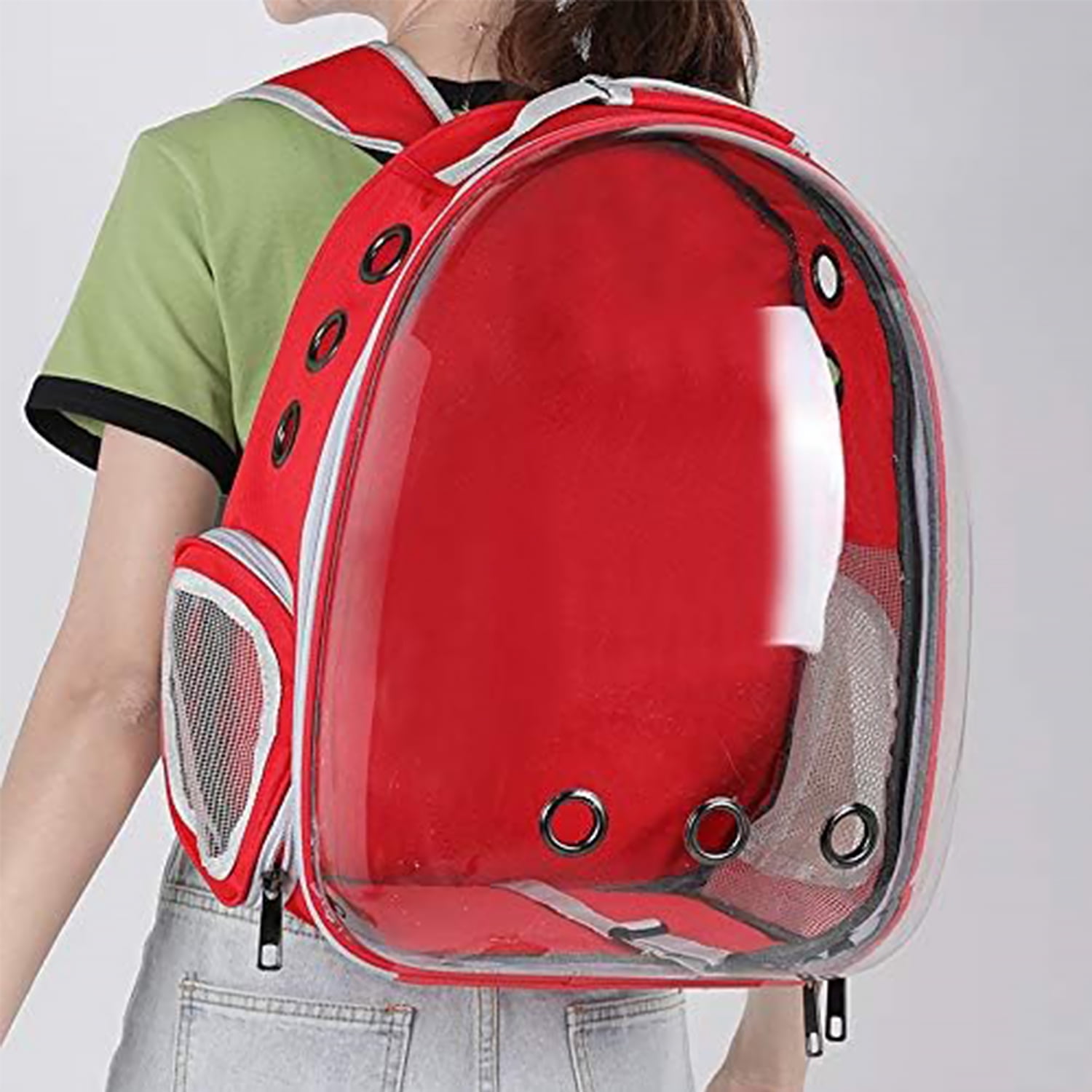 GoXteam Large Cat Carrier Backpacks Dog Carriers, Portable Pet Travel Carrier, Transparent and Breathable Design, Airline Approved, Ideal for Traveling/Hiking/Camping, Red