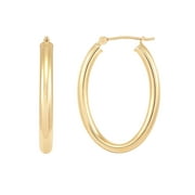Brilliance Fine Jewelry 10K Yellow Gold 3MM X 20MM Hollow Oval Hoop Earrings
