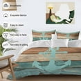 thumbnail image 5 of Blue Anchor Duvet Cover Set California King Size Turquoise Brown Wood Grain Retro Strip Soft Lightweight Comforter Covers 4 Piece Bedding Set with 1 Duvet Cover 1 Bed Sheet & 2 Pillow Shams, 5 of 8