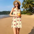 thumbnail image 3 of Vsdgher Robes d'Été Imprimé Fraises pour Femmes Robe de Plage Décontractée Col en U Sans Manches Robe d'Été Ample avec Poche, 3 of 7