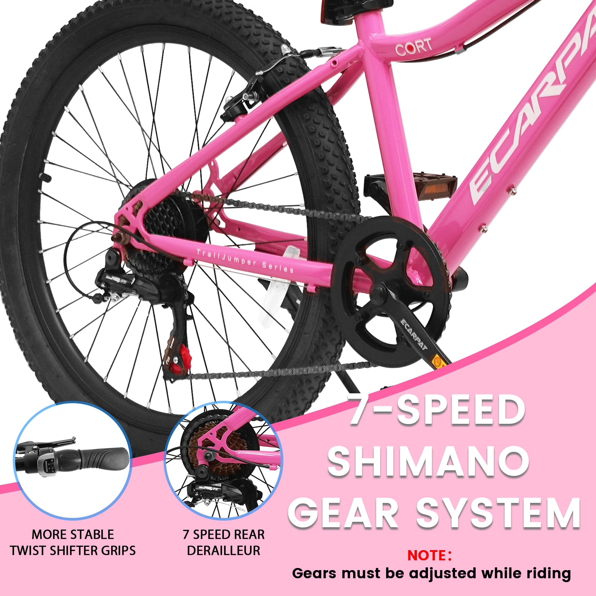 Ecarpat 24 Inch Mountain Bike for Women Girls, 7-Speed Front Suspension Teenagers Bikes for 9+ Years. Children Bicycle Suitable for 4'5"-5'5" Height Rider.