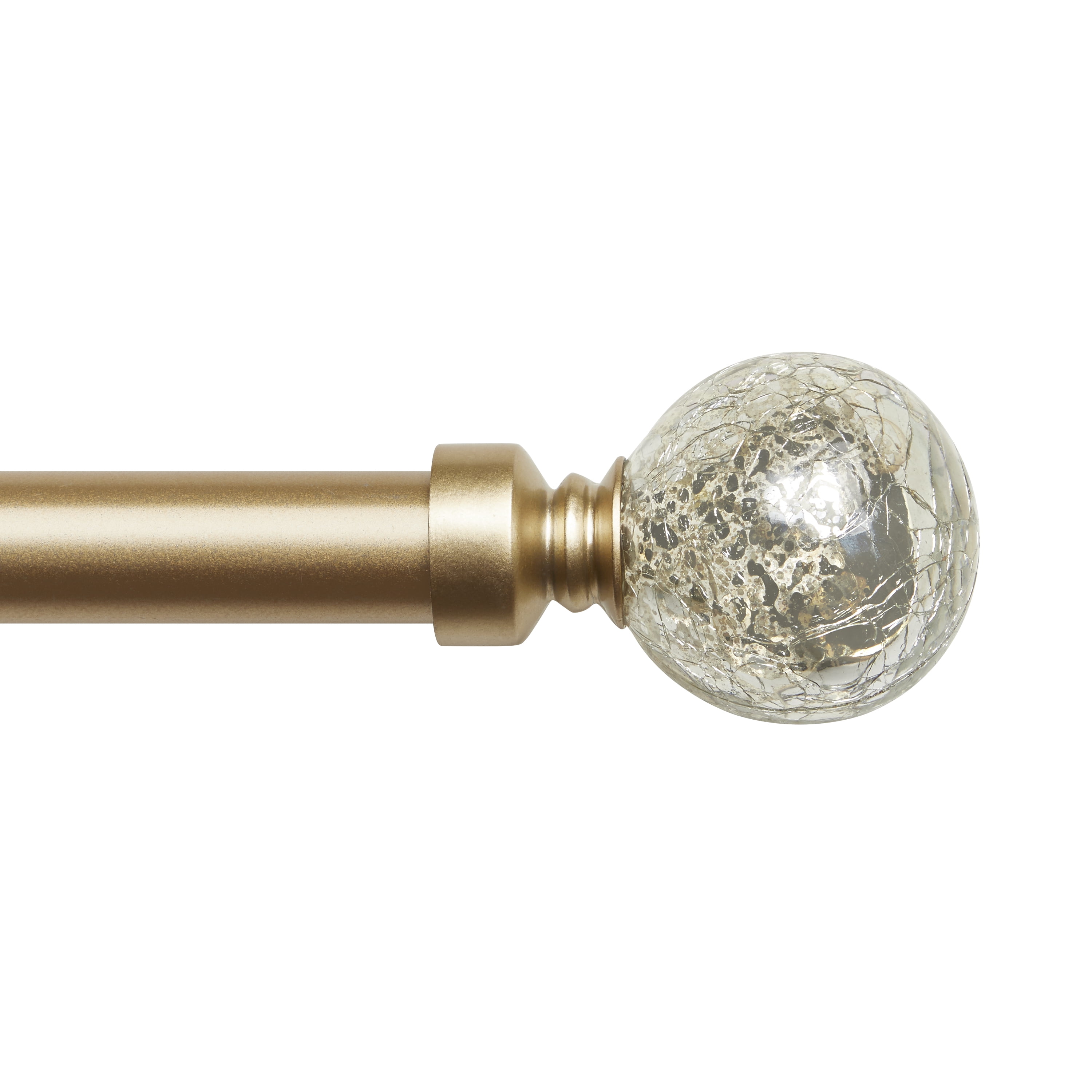 Exclusive Home Silver Aged Sphere 1" Curtain Rod and Coordinating Finial Set, Gold, Adjustable 36"-72"