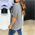 thumbnail image 7 of Womens Dressy Summer Tops V Neck Short Sleeve Cooling Lightweght Rayon Shirt Loose Solid Color Tunics Blouses (S, Gray), 7 of 7