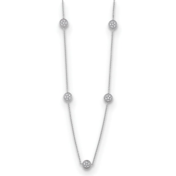 Auriga Fine Jewelry 18K White Gold Diamond Cluster Station Necklace for Women 16"