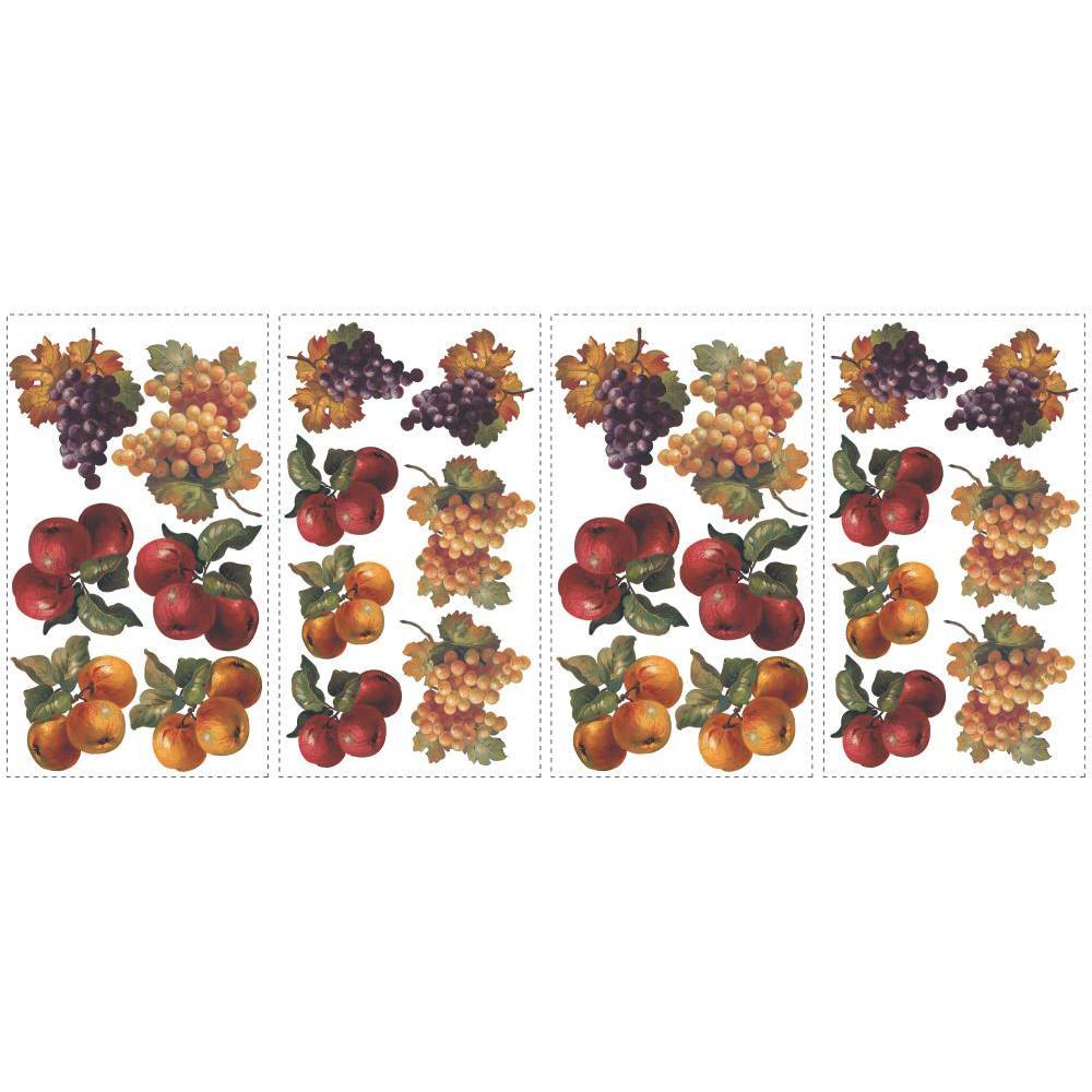 FRUIT HARVEST wall stickers 26 colorful decals APPLES & GRAPES kitchen