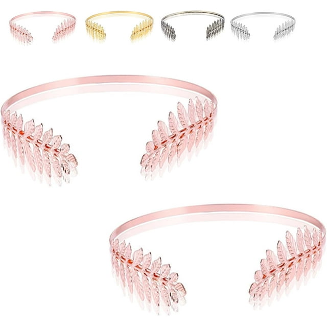 Back-Worn Leaf Metal Headband - Goddess Bridal Headpiece, Fashion Leaf Back, Adjustable Wedding Hair Accessory for Women, Boho Chic Headband for Special Occasions(Rose gold-2pc)