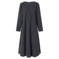 thumbnail image 3 of Gibobby Vestido de manga larga Falda larga de encaje de punto para mujer con vestido informal con sudadera de forro polar(Gris,G), 3 of 5