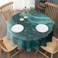 thumbnail image 3 of Teal Gold Marble Pattern Round Tablecloth 60"x60",Wrinkle Wipeable Table Cloth for Kitchen Dining Room Picnic Patio Party, 3 of 6