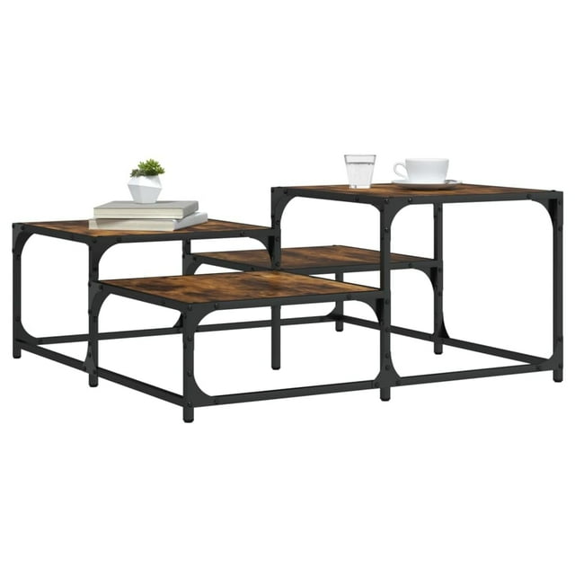 Mesa de café vidaXL roble ahumado 88 x 88 x 40 cm de madera artificial