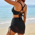 thumbnail image 3 of Xucatan Women's Sleeveless Solid Bikini Set with Push Up Padded Top and Sheer Ruched Skirt, Two Piece Swimsuit with High Waisted Bottom for Beach Pool Vacation Gift, 3 of 9
