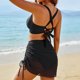 thumbnail image 5 of Traje de Baño Bikini Set de 2 Piezas con Bralette Acolchada Push-Up, Parte Inferior de la Cintura Alta Y Falda Transparente, Tela Estirable Seca para Vacaciones en la Piscina de la Playa, 5 of 9