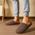 thumbnail image 3 of Slippers for Women Indoor Nonslip Flat Slip on Shoes Fuzzy Warm Winter Casual Lightweight Bedroom House Slides Brown Size 8.5, 3 of 7