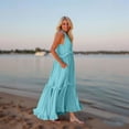 thumbnail image 6 of GXIPO Plus Size Boho Dresses for Curvy Women 2025 V Neck Sleeveless Tiered Ruffle Flowy Maxi Dress with Pockets​ Light Blue 2XL, 6 of 9