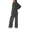 thumbnail image 4 of 2 Piece Outfits Summer,Womens Two Piece Sets Casual Long Sleeve Crewneck Tops and Wide Leg Trouser Baggy Comfort Loungewear Travel Outfit, 4 of 6
