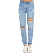 Vetinee Womens High Rise Boyfriend Tapered Jeans Distressed Ripped Denim Pants, Size S-2XL