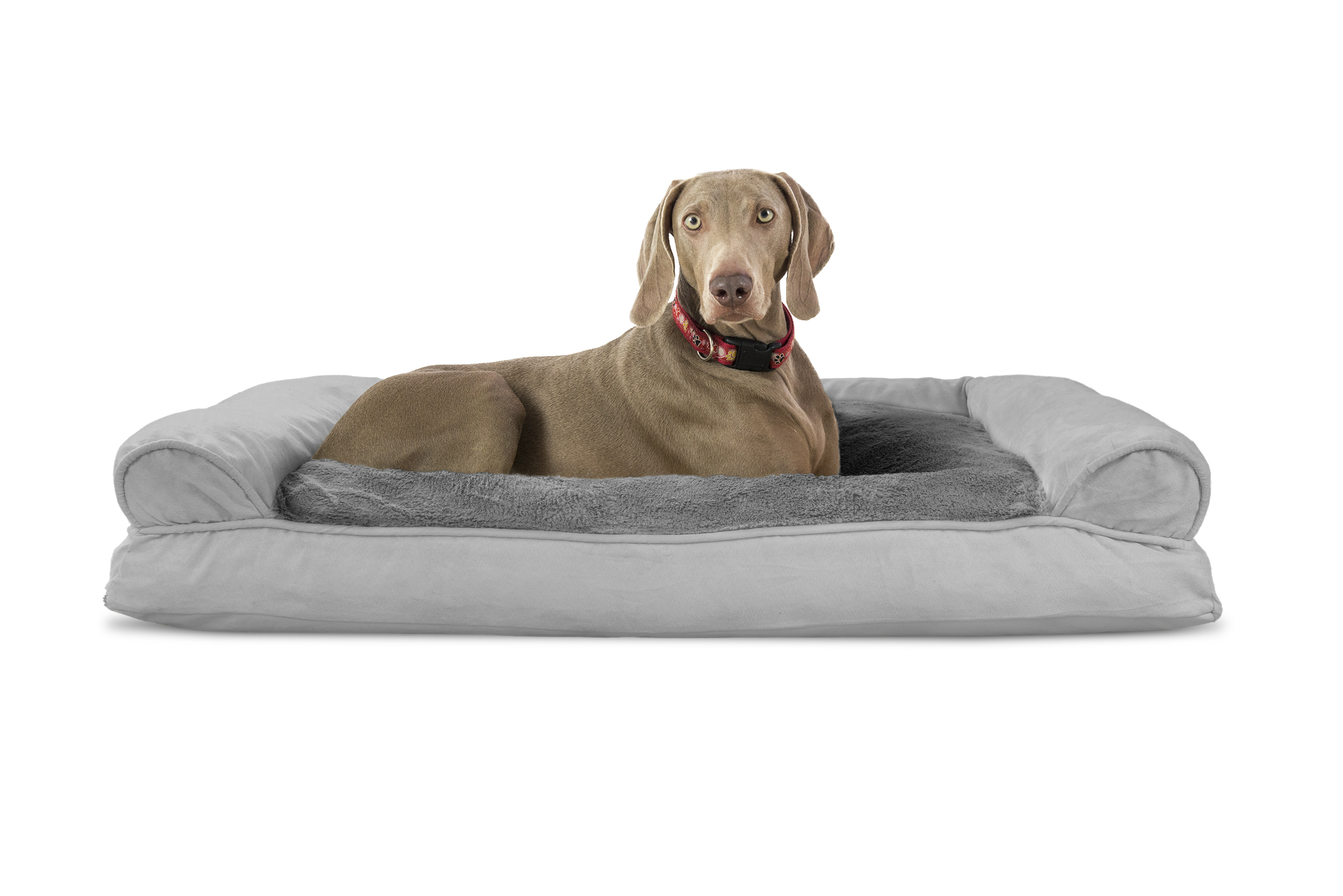 Plush & Suede Pillow Sofa Pet Bed for Dogs & Cats Gray Jumbo