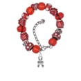 thumbnail image 2 of Delight Jewelry Silvertone Small Paw Print Ribbon ''Animal Rescue'' Red Paw Print Bead Bracelet, 7"+2", 2 of 4