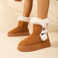 thumbnail image 3 of FRSASU Women's Snow Boots Anti-Slip Mid-calf Winter Boots Faux Fur Lined Winter Comfortable Suede Snow Boots Brown, 3 of 9