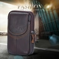 thumbnail image 3 of Yucurem 5pcs Men Cowhide Leather Phone Belt Bags Solid Color Zipper Fanny Pack, 3 of 10