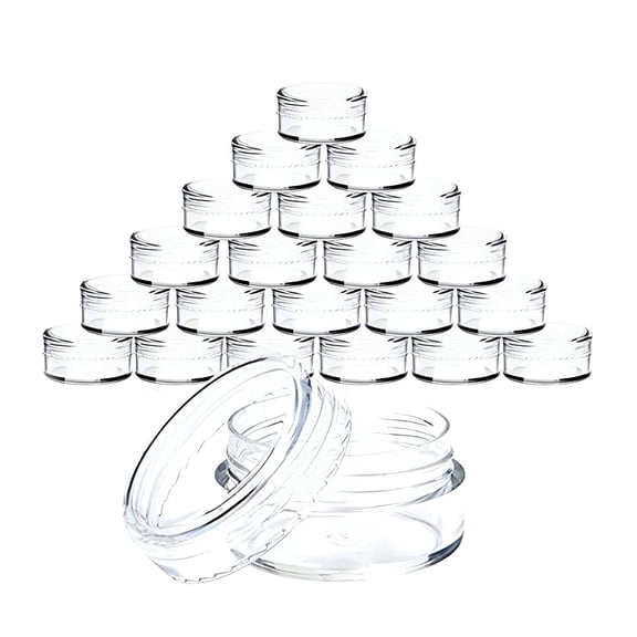 ACDANC 2026 New 100-Pack Small Clear Plastic Sample Jars with Lids | 1Oz Empty Containers for Creams & Cosmetics | Travel-Friendly Mini Storage for Travel,Home,Office,Beach