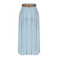 thumbnail image 2 of Sentmoon Skirts for Women Elastic Waist Solid Color Basic Golf Skirt Linen Maxi Skirts for Women with Pocket Vacation Comfy for Office, Work, and Professional Settings L, 2 of 7