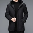 thumbnail image 3 of Chaqueta de plumón de invierno YXL-853 de longitud media para hombre, forro interior grueso, cálido y extraíble, sin gorro, abrigo informal, 3 of 5
